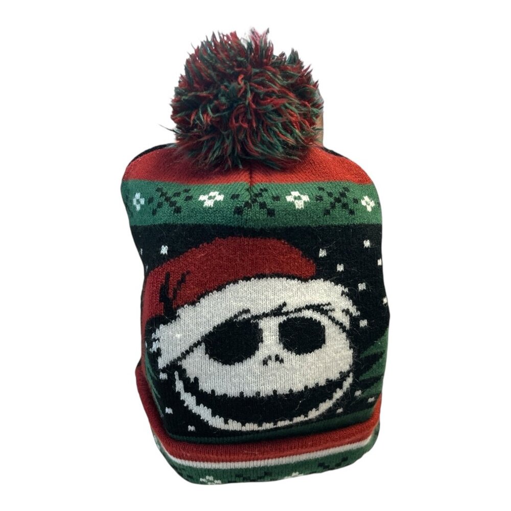 Nightmare Before Christmas Jack Skellington Santa Beanie Hat Pom Pom | Disney Ti